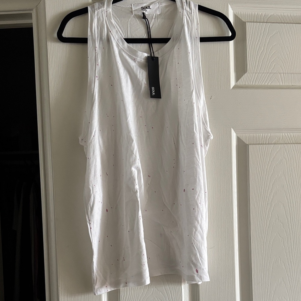 SoulCycle White Tank Top with Subtle Speckles